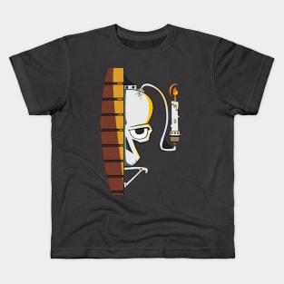 Skull Candle on a Brick Wall Cartoon Kids T-Shirt